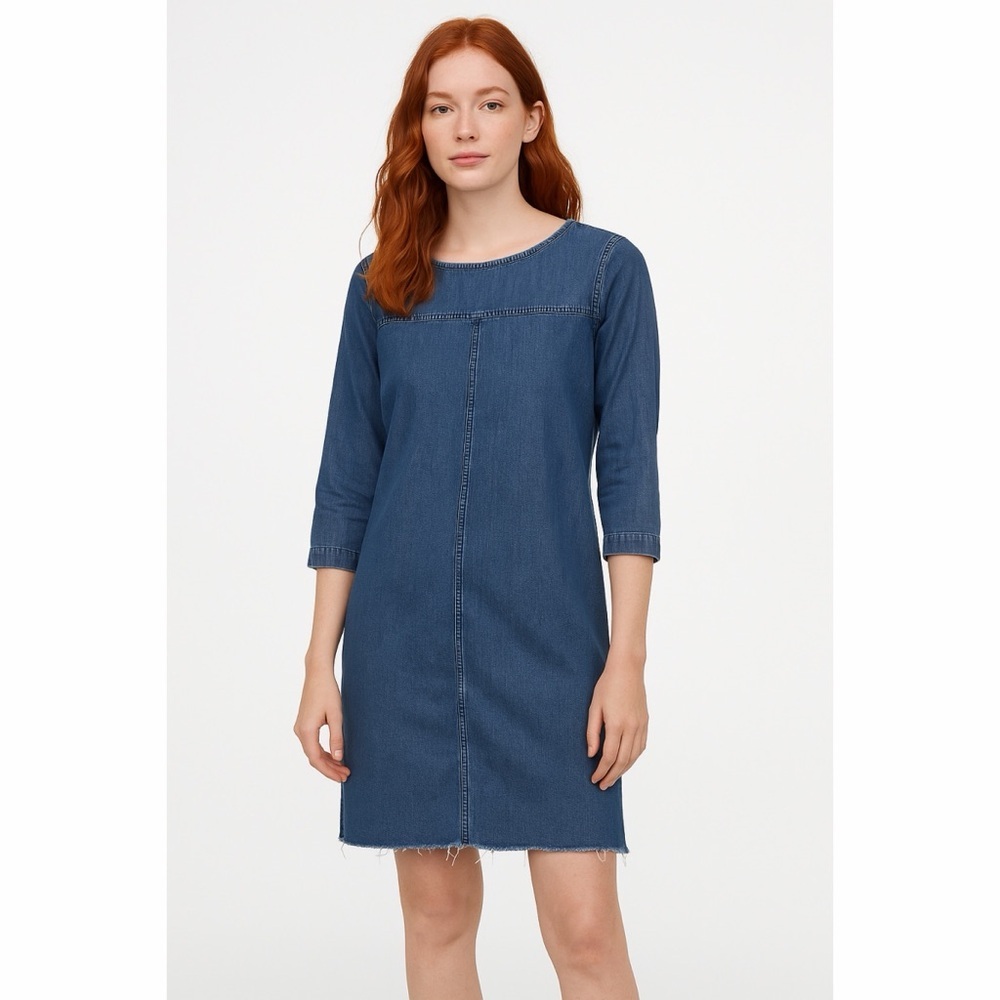 Madewell Denim Linen Blend Frayed Step Hem Mini Dress